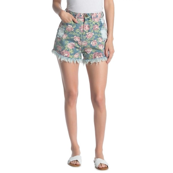 Show Me Your MuMu Pants - [Show Me Your Mumu] Floral Distressed Shorts